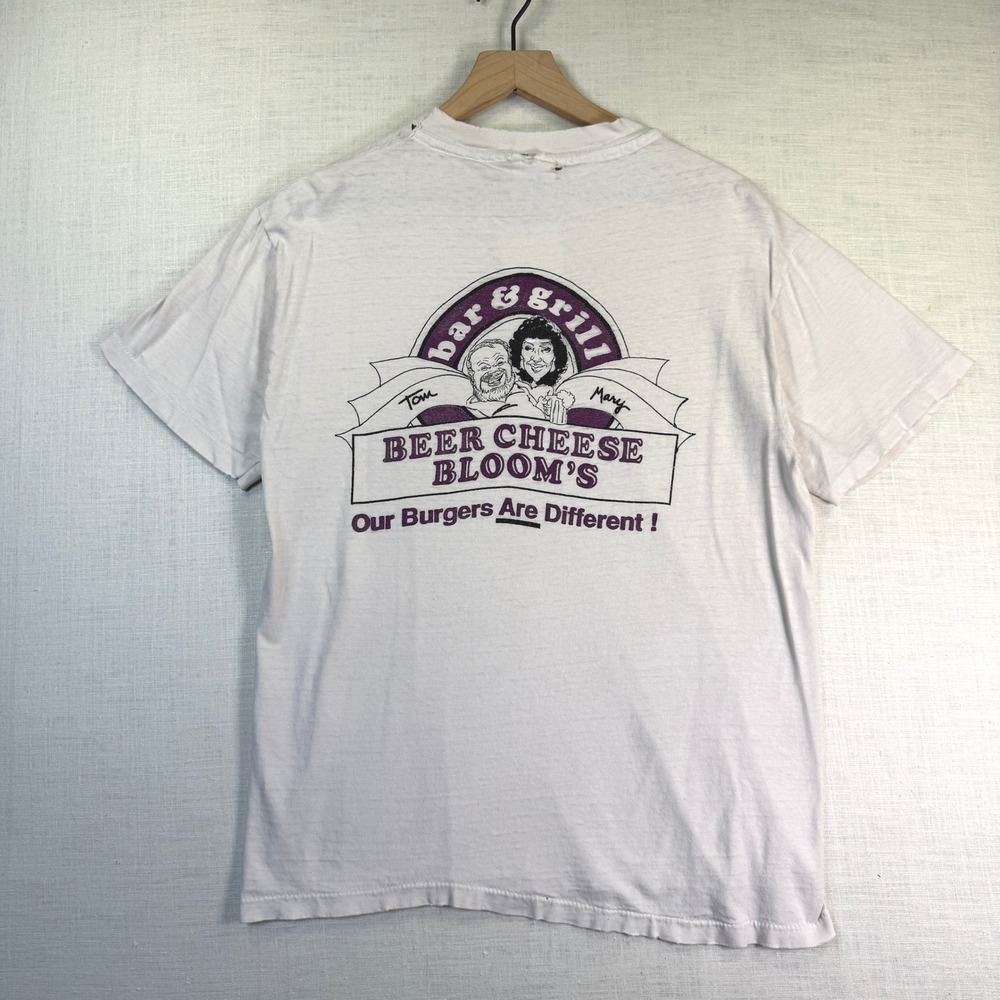 VTG Rice Lake Wisconsin T-Shirt Beer Cheese Hanes Men Medium White Single Stitch